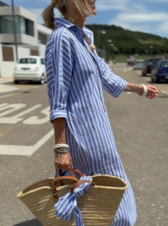 Leviana™ | Classic Striped Shirt Dress